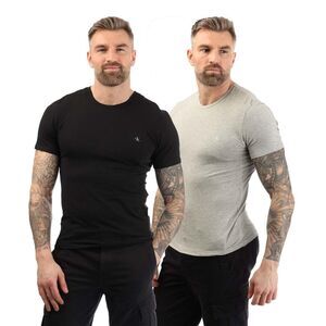Calvin Klein Mens Essential Crew Neck T-Shirt (Pack of 2) / Black/Gray